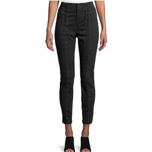 A.L.C. | Kerrigan Lace-up Skinny Leg Twill Ankle Pants Edgy Black Size 8 NWT - Picture 1 of 13